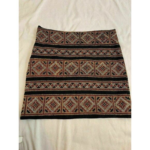 Stella Forest Paris Womens New Embroidered Black Beige Mini Skirt 36 Xs US 2 - Picture 4 of 11